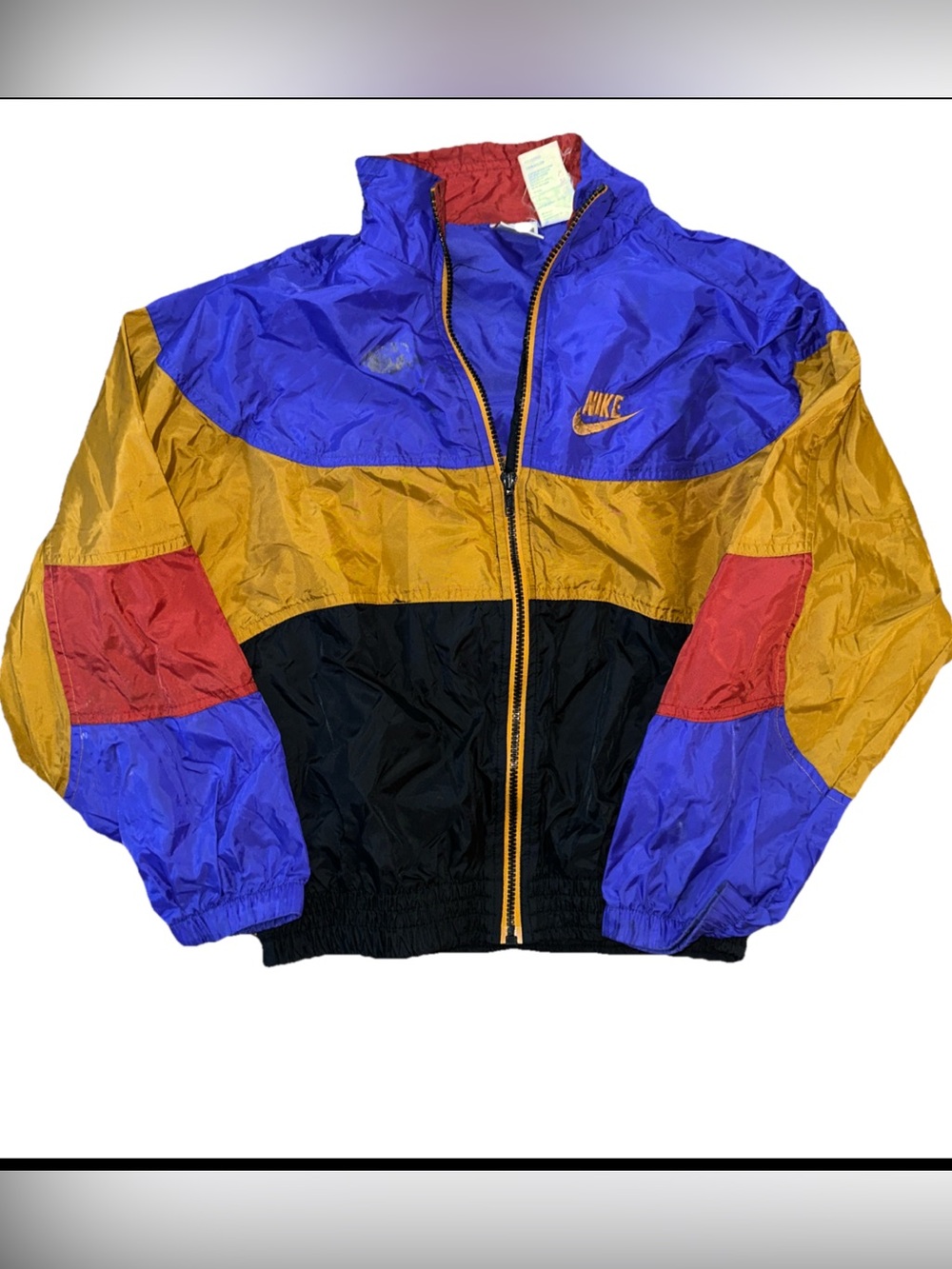 Vintage 90’s Nike Windbreaker Jacket Nylon Zip Up Colorblock Track Jacket Kids L